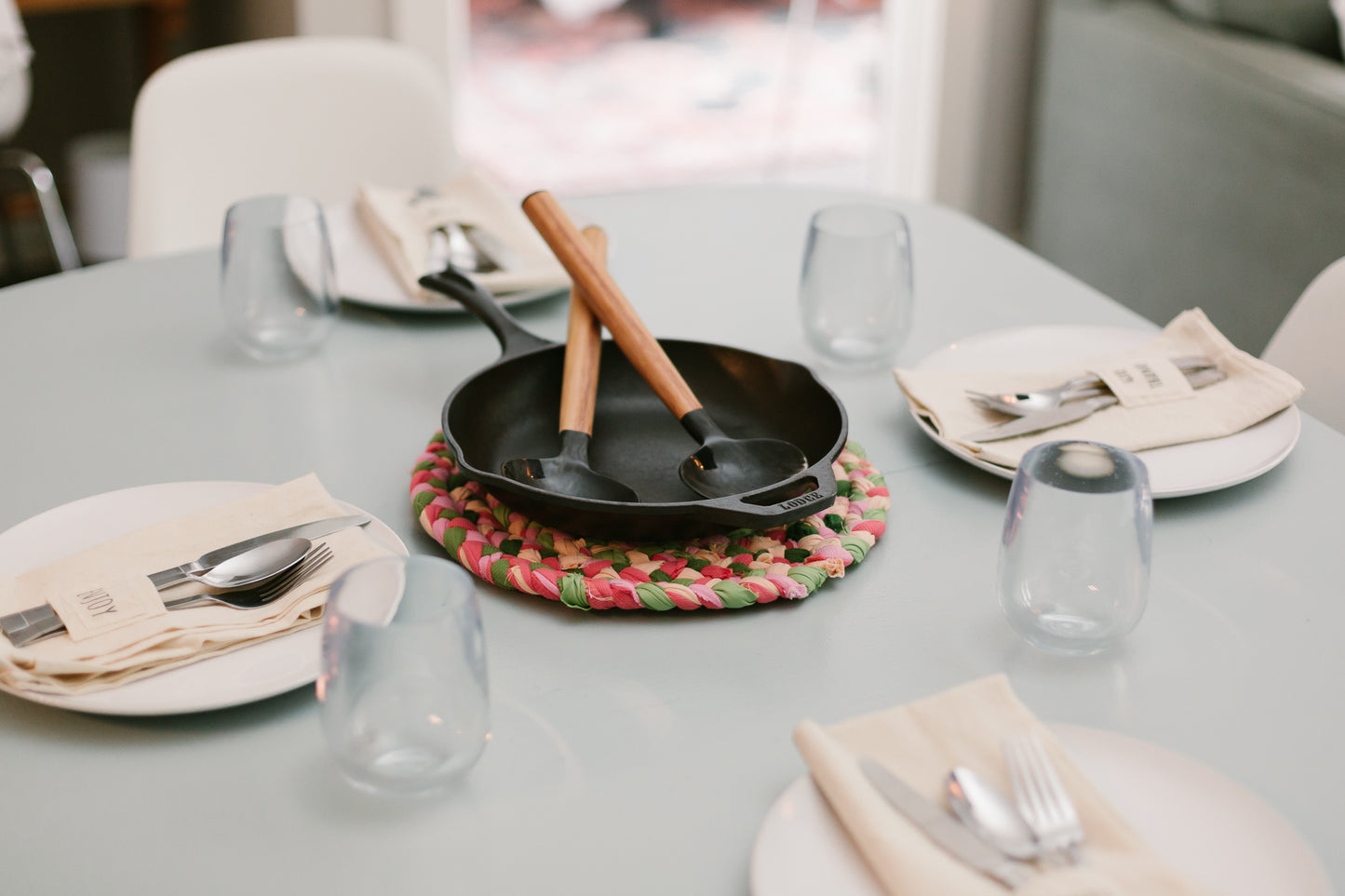 Oval Horn and Wood Salad Server