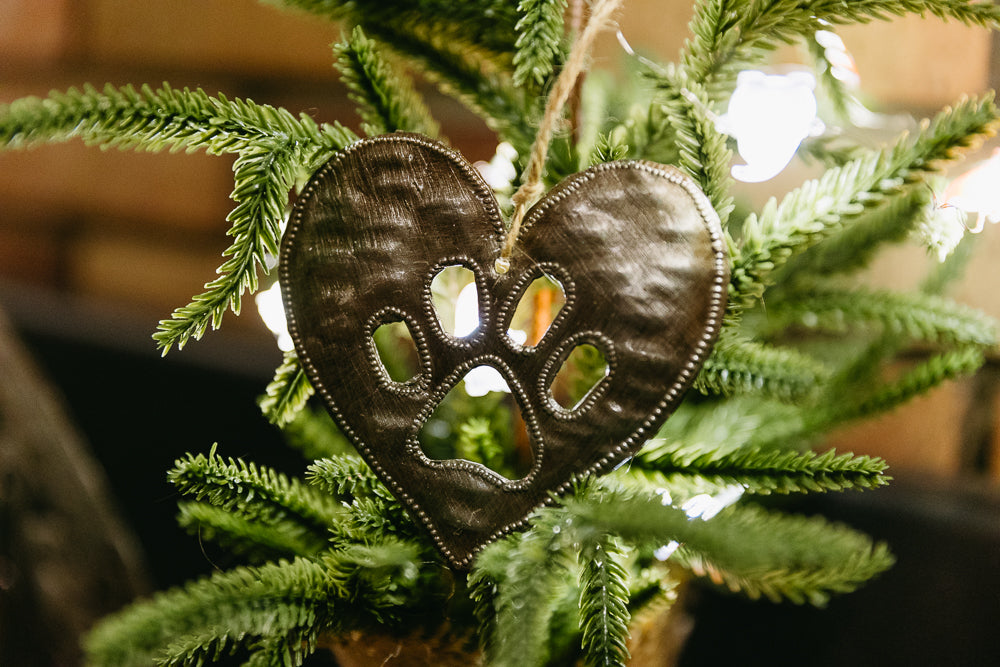Paw Heart Metal Ornament