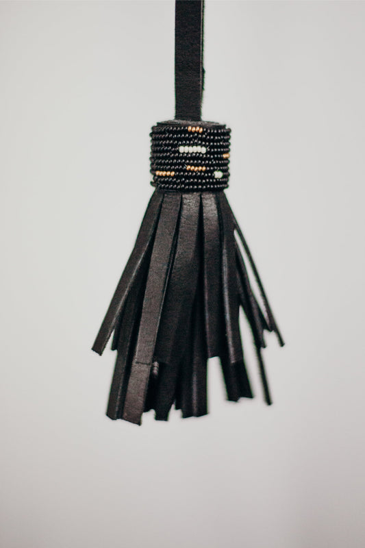 Beaded Leather Tassel Fob