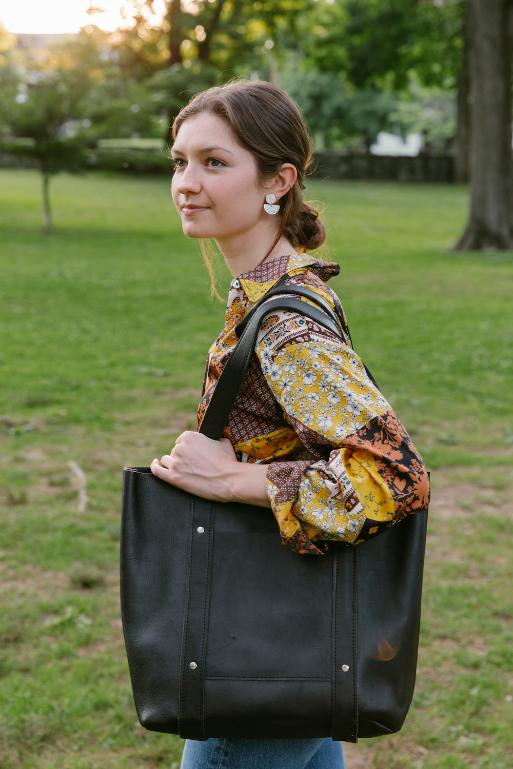 Large Raw Leather Tote