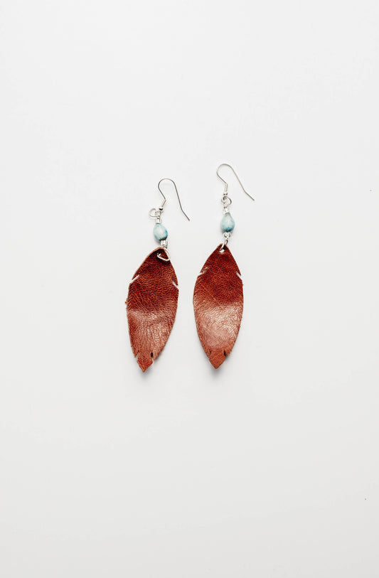 Leather Feather Earring
