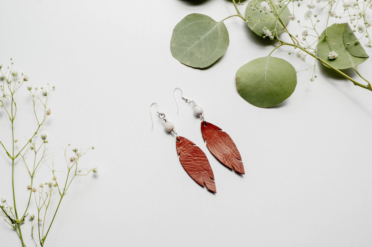 Leather Feather Earring