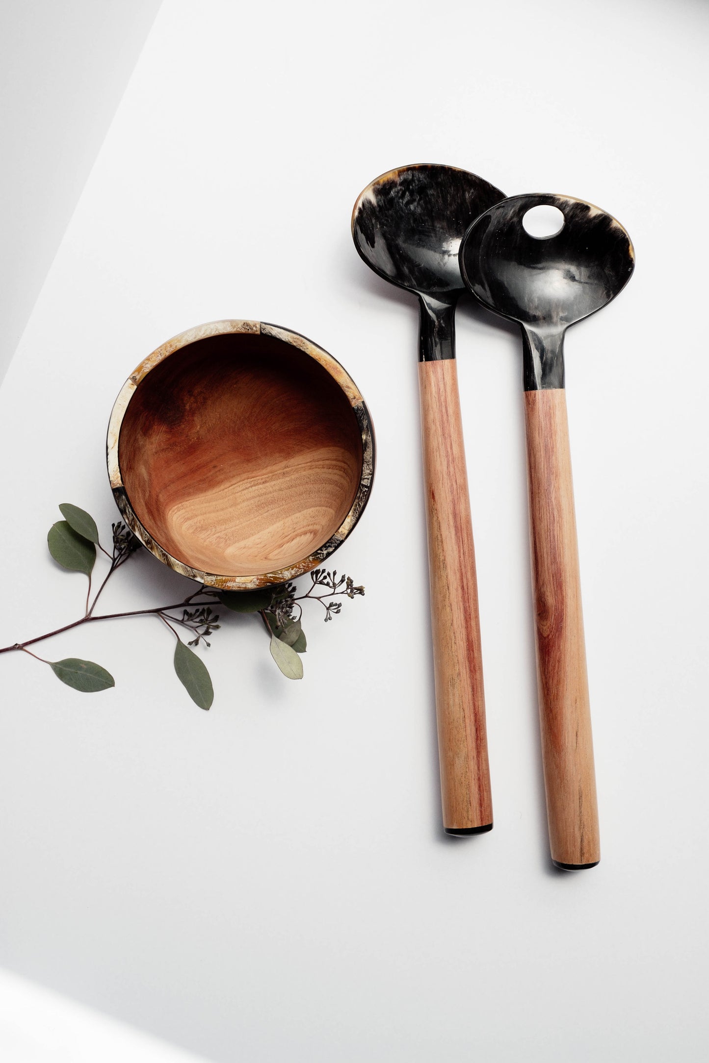 Wooden Bowl with Horn Rim