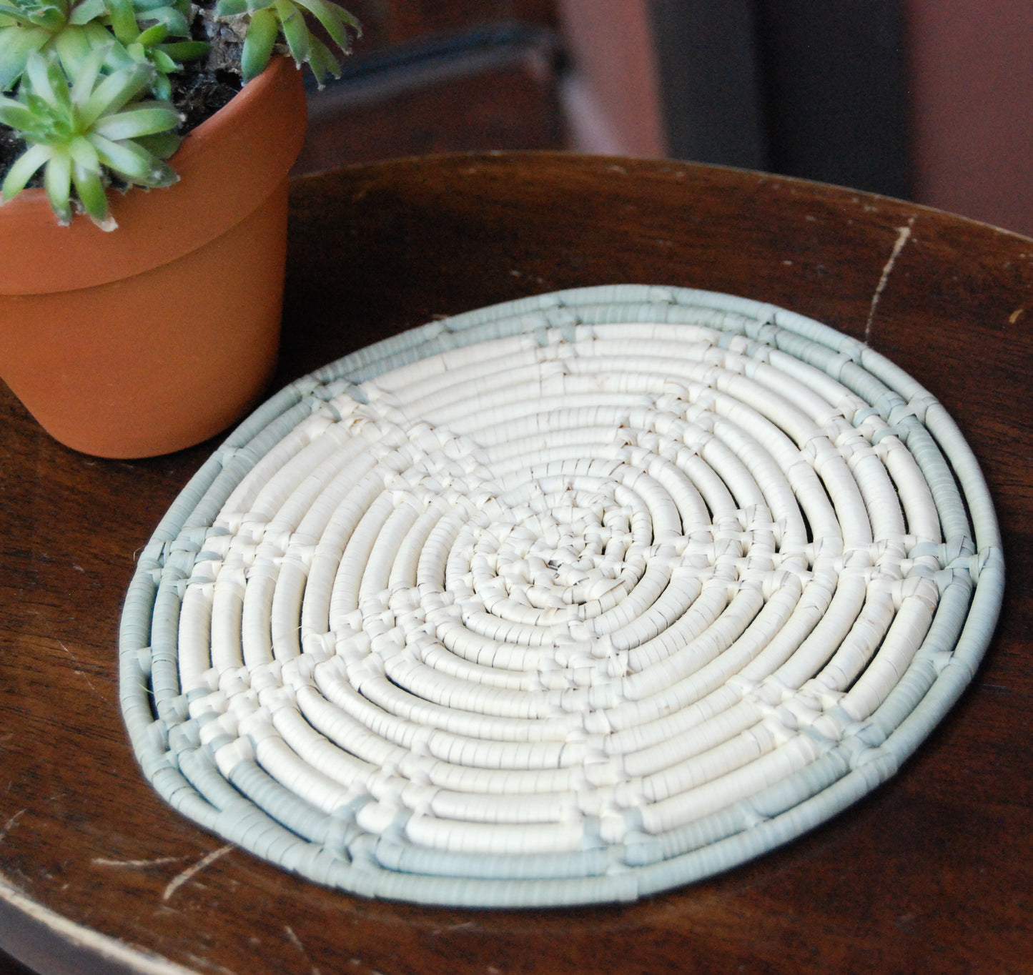 Round 8 inch Trivet with Sage Trim