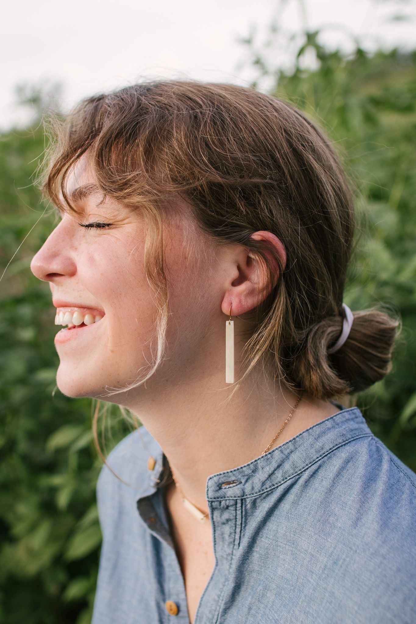 Betty Bone Earrings with Gold Hooks