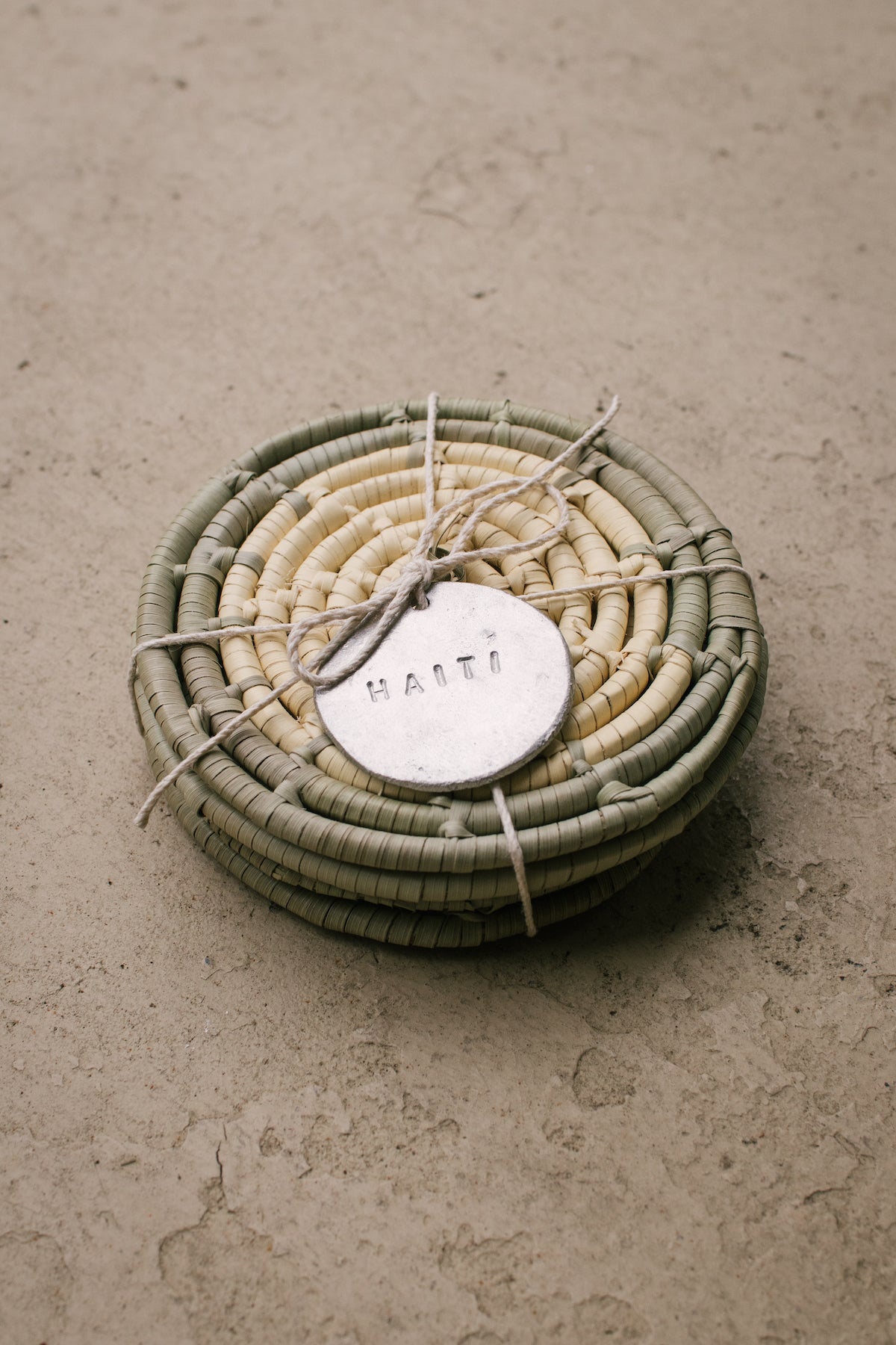 4 piece coaster set with sage trim