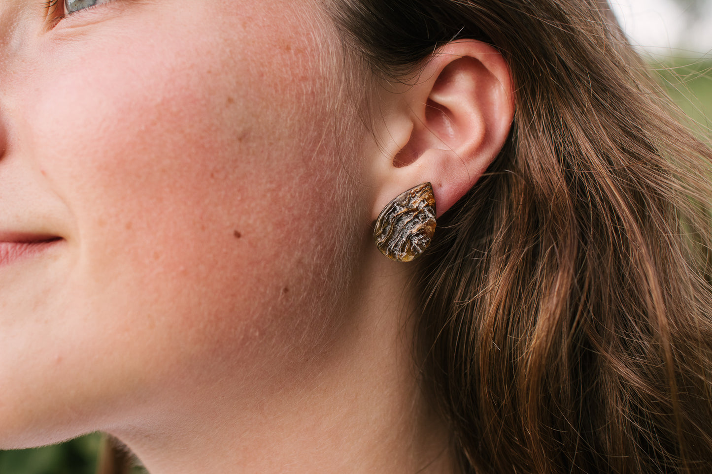 Teardrop Horn Post Earring